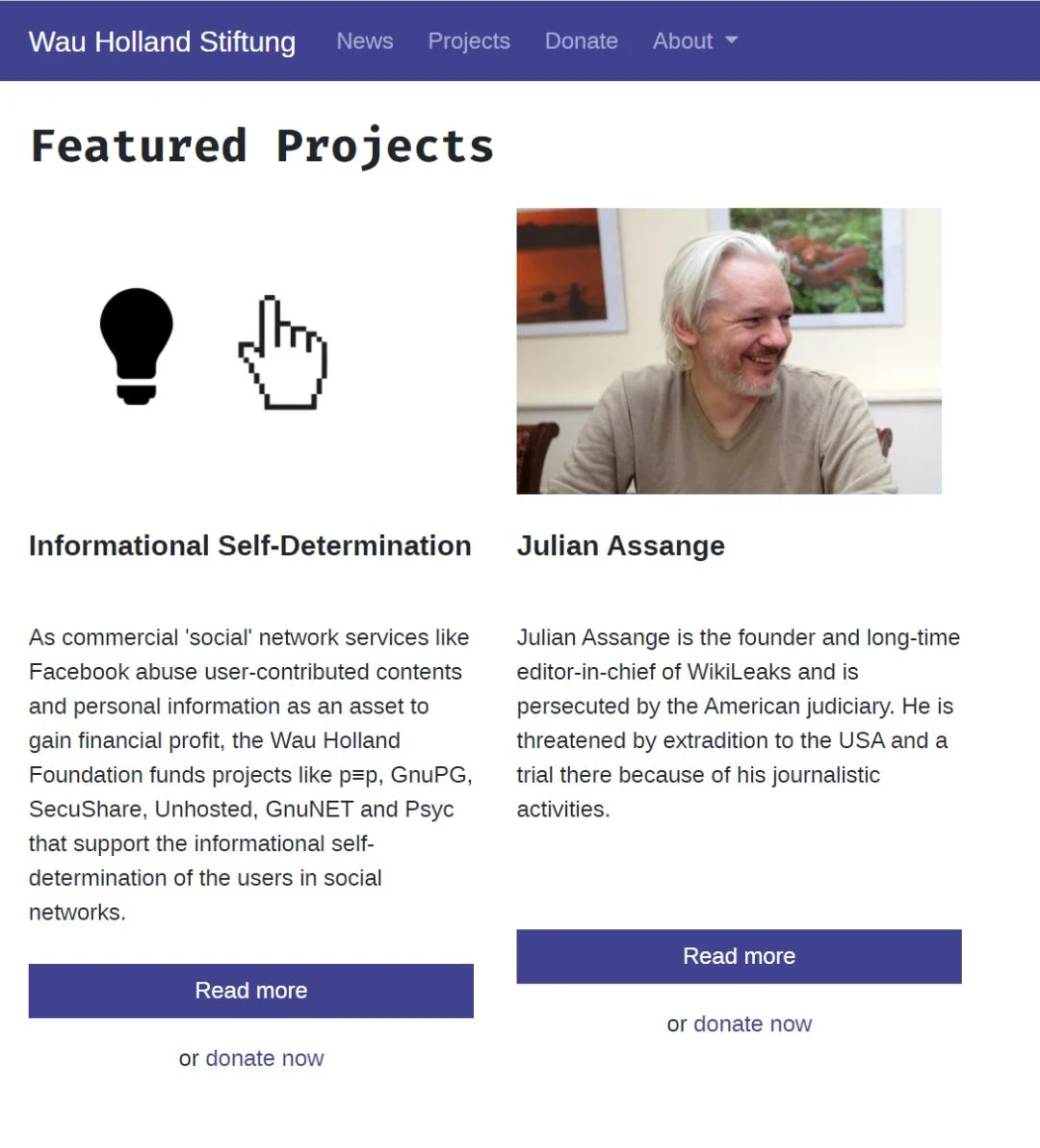 (Wau Holland Foundation 官網上醒目的展示著 …